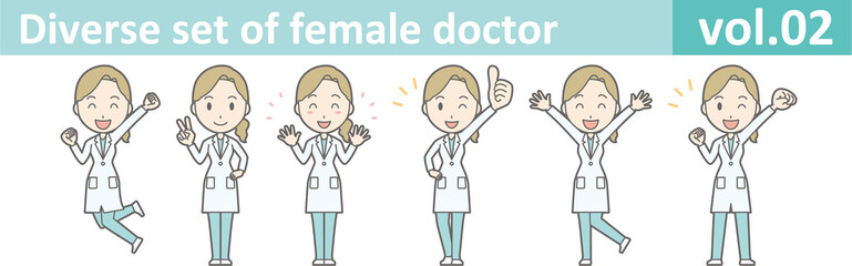 Diverse set of female doctor , EPS10 vector format vol.02