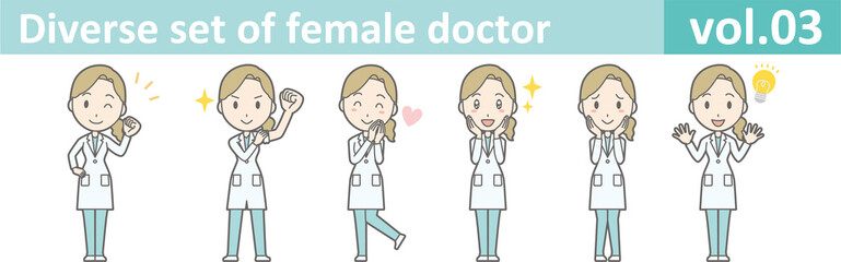 Diverse set of female doctor , EPS10 vector format vol.03