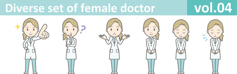 Diverse set of female doctor , EPS10 vector format vol.04