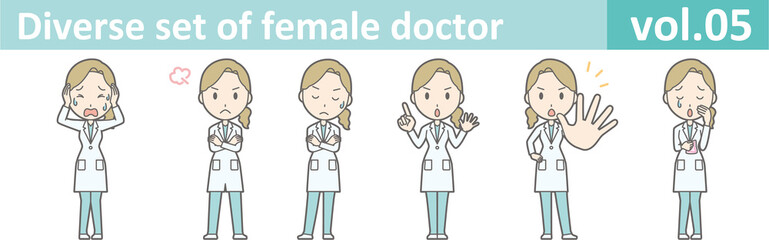 Diverse set of female doctor , EPS10 vector format vol.05