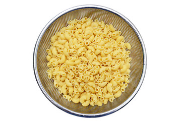 Macaroni in Basket steel isolate on white background