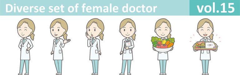 Diverse set of female doctor , EPS10 vector format vol.15