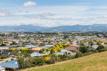 Fototapeta na wymiar houses in suburb of Blenheim town, New Zealand