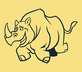 Obraz premium Rhino Run Line Art