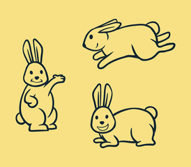 Rabbit Simple Line Art