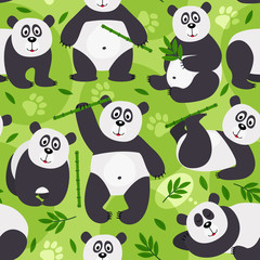 Obraz premium seamless pattern panda bear - vector illustration, eps