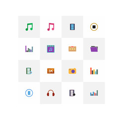 Musical icons on a white