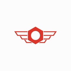 Iron bolt with wings logo design