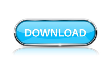 Download button. Shiny blue oval web icon
