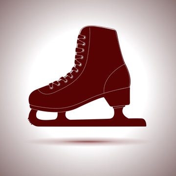 Ice skate. Brown icon
