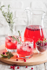 Refreshing drink with cranberries