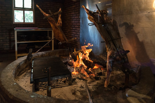 Traditional Argentinian Asado de Cordero in El Calafate, Argentina