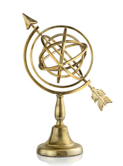 Vintage armillary sphere isolated on white background