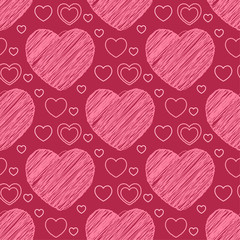 Seamless pattern with scribble hearts