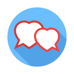 Two hearts speech bubble. Flat Design vector icon
