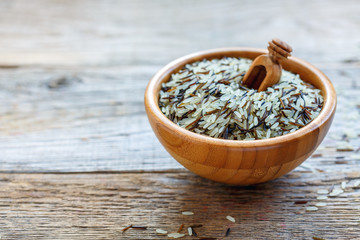 Bowl with white long grain and wild rice.