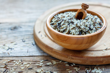 Full bowl of wild and white rice.