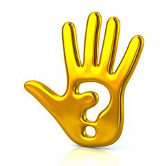 3d illustration of golden hand and question mark