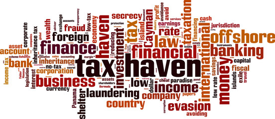 Tax haven word cloud concept. Vector illustration