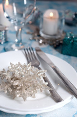 festive table setting for christmas