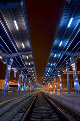 The train station at night.