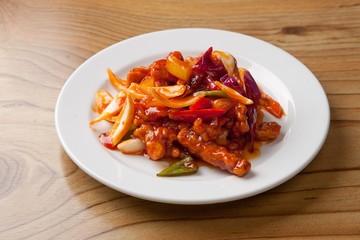 Sacheonsik tangsuyuk. Sichuan-style Sweet and Sour Pork 사천탕수육