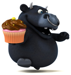 Naklejka premium Black bull - 3D Illustration