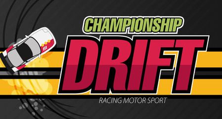 Naklejka premium Top view of a drifting cars. Drift banner for web or print. Flat