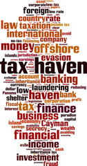 Tax haven word cloud concept. Vector illustration