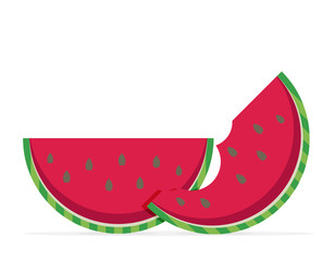 Water melon bitten piece cartoon vector illustration