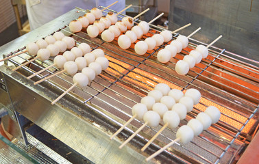 Mitarashi Dango  on a barbecue