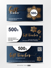Elegant Thai art design gift voucher, discount voucher template-