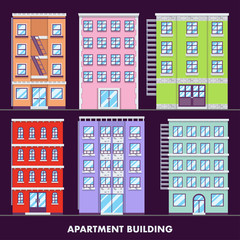 Apartment building flat design minimalist and full color 