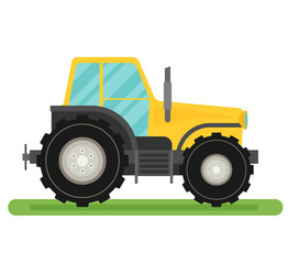 Tractor isolated on white background flat vector.