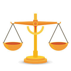 Scales balance icon. Flat design.