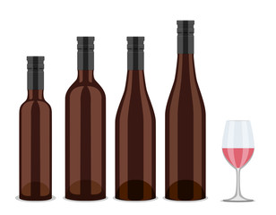 set of bottles of wine, flat design