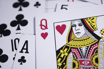 poker card on dark black background