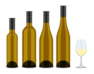 set of bottles of wine, flat design
