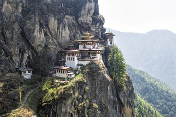 Taktshang monastery, Bhutan - Tigers Nest Monastery also know as Taktsang Palphug Monastery. Located in the cliffside of the upper Paro valley, in Bhutan.