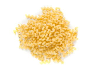 Wheat fusilli pasta isolated on a white background