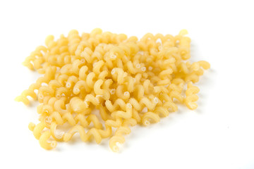 Wheat fusilli pasta isolated on a white background