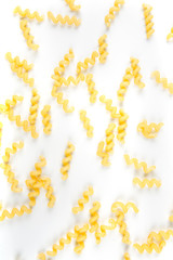 Wheat fusilli pasta isolated on a white background