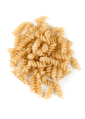 Brown rice fusilli isolated on a white background