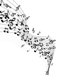 Fototapeta premium easy to edit vector illustration of wavy music notes banner