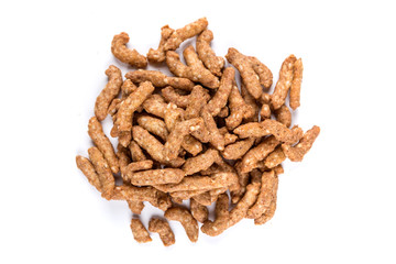 Sesame stick crisps isolated on a white background