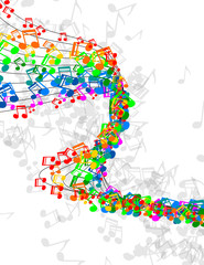 easy to edit vector illustration of wavy music notes banner