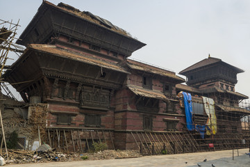 Durbar Square damaged after major earthquake in 2015, Kathmandu, Nepal 
