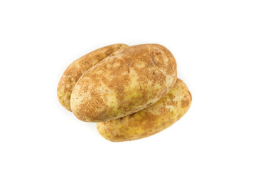Fototapeta na wymiar Three potatoes isolated on a white background