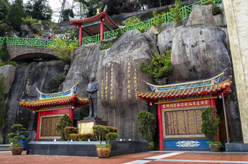 Monument of Lim Goh Tong standing in Chin Swee Caves Temple, Genting Highland, Malaysia.