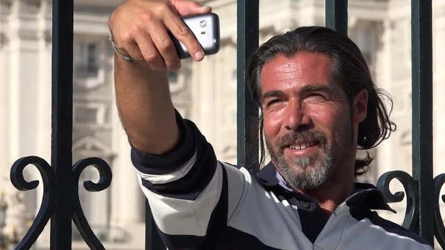 Tourist Man Taking Selfy